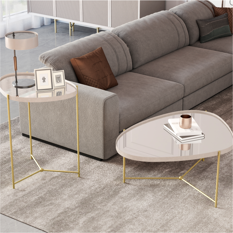 Mesa de Centro e Lateral orgânica Alamanda Off White
